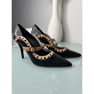 FREE PEOPLE SHOES QUEEN OF DIAMONDS HEEL STUDDED PUMPS Women's Sz 38 $248 Black